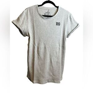 NWT RAWGEAR Men’s Gray Short Sleeve Ribbed Knit Shirt Logo - Size Small
